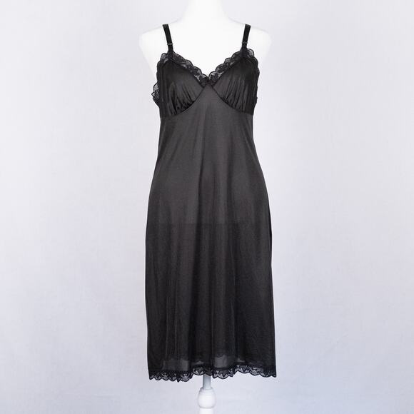 Lorraine Other - Vintage Slip Dress Black w/ Lace Trim SZ 34 Classic Lingerie Gown Romantic Fairy